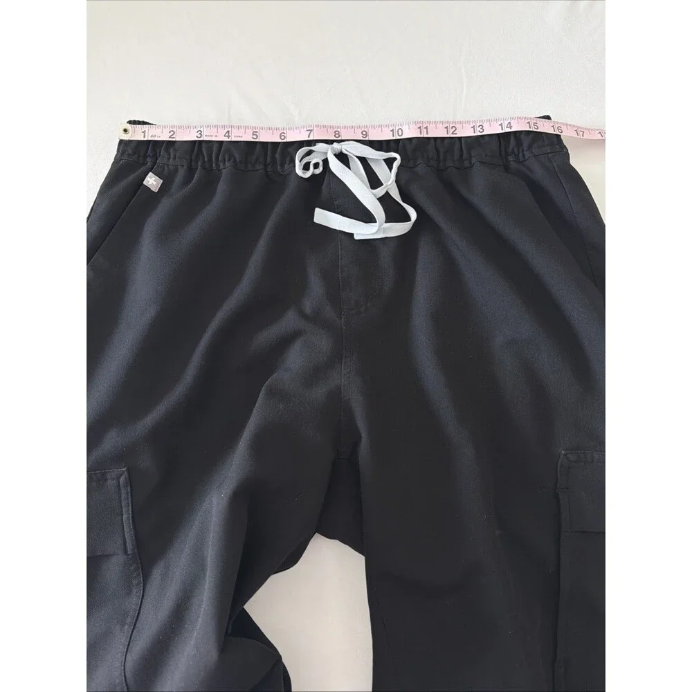 FIGS Tansen Cargo Joggers Scrub Pants Mens XL Black Drawstring Pockets Stretch
